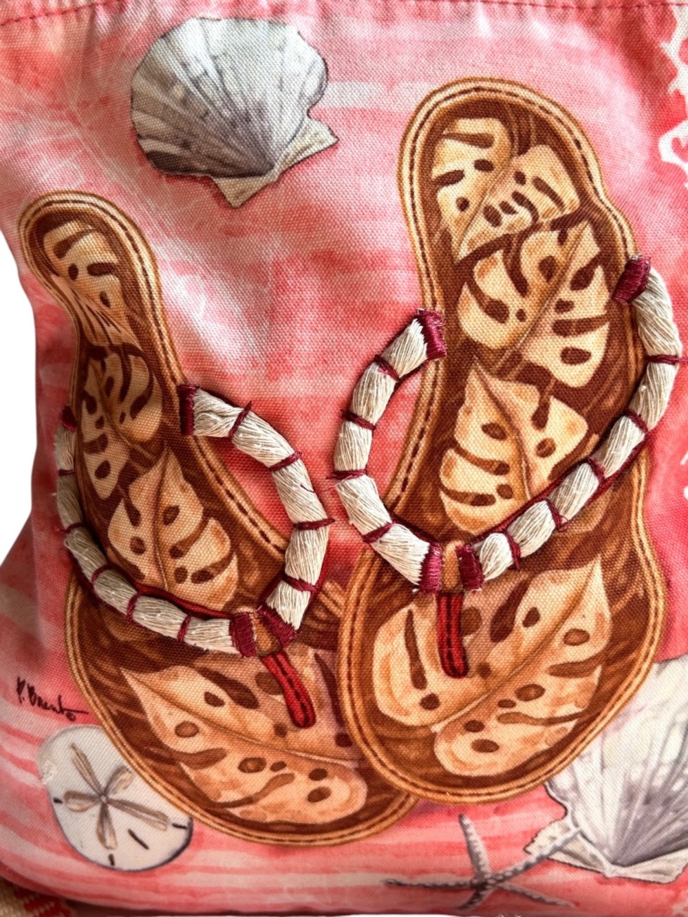 Paul Brent Sun 'N' Sand Canvas Embroidered Sandals Crossbody Bag - Picture 2 of 13